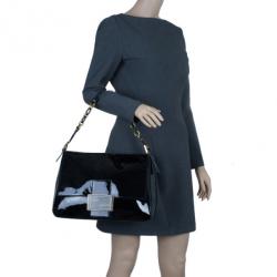 Pre Owned Fendi Black Patent Large Mamma Forever Flap Shoulder bag