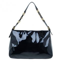 Pre Owned Fendi Black Patent Large Mamma Forever Flap Shoulder bag