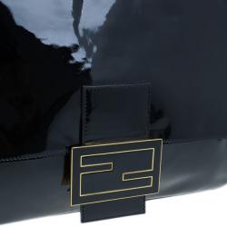 Pre Owned Fendi Black Patent Large Mamma Forever Flap Shoulder bag