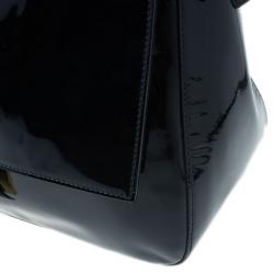 Pre Owned Fendi Black Patent Large Mamma Forever Flap Shoulder bag