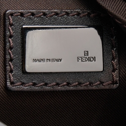 Pre Owned Fendi Brown Zucchino Canvas Pochette Bag