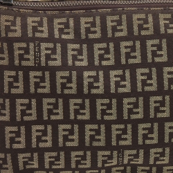 Pre Owned Fendi Brown Zucchino Canvas Pochette Bag