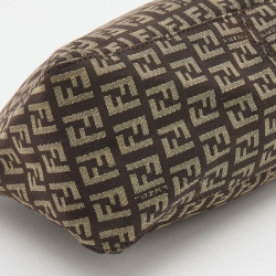 Pre Owned Fendi Brown Zucchino Canvas Pochette Bag