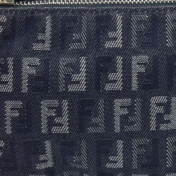Pre Owned Fendi Blue/Silver FF Zucchino Denim Pochette Bag