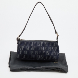Pre Owned Fendi Blue/Silver FF Zucchino Denim Pochette Bag