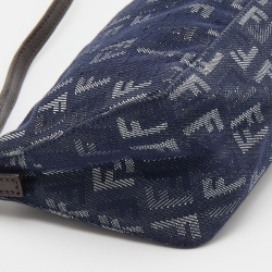 Pre Owned Fendi Blue/Silver FF Zucchino Denim Pochette Bag