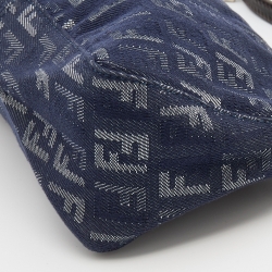 Pre Owned Fendi Blue/Silver FF Zucchino Denim Pochette Bag