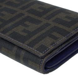 Pre Owned Fendi Zucca Canvas Continental Wallet