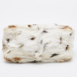 Fendi White/Brown Rabbit Fur Baguette Bag