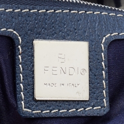 Fendi Navy Blue Fabric Zucchino Crystal Embellished Baguette