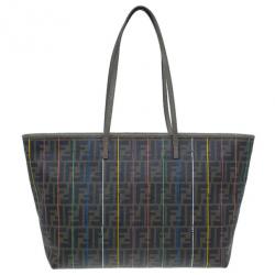 مملوكة مسبقًا Fendi Zucca Tobacco Multicolor Canvas Large Spalmati Striped Tote