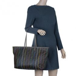 مملوكة مسبقًا Fendi Zucca Tobacco Multicolor Canvas Large Spalmati Striped Tote