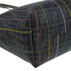 مملوكة مسبقًا Fendi Zucca Tobacco Multicolor Canvas Large Spalmati Striped Tote