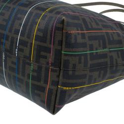 مملوكة مسبقًا Fendi Zucca Tobacco Multicolor Canvas Large Spalmati Striped Tote