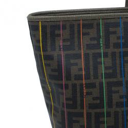 مملوكة مسبقًا Fendi Zucca Tobacco Multicolor Canvas Large Spalmati Striped Tote