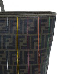 مملوكة مسبقًا Fendi Zucca Tobacco Multicolor Canvas Large Spalmati Striped Tote