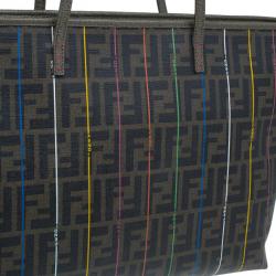 مملوكة مسبقًا Fendi Zucca Tobacco Multicolor Canvas Large Spalmati Striped Tote