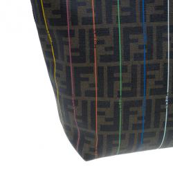 مملوكة مسبقًا Fendi Zucca Tobacco Multicolor Canvas Large Spalmati Striped Tote