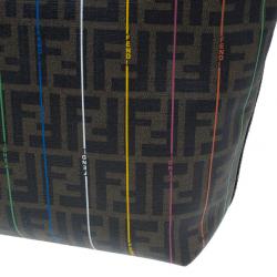 مملوكة مسبقًا Fendi Zucca Tobacco Multicolor Canvas Large Spalmati Striped Tote