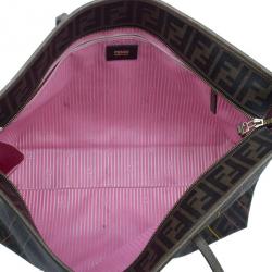 مملوكة مسبقًا Fendi Zucca Tobacco Multicolor Canvas Large Spalmati Striped Tote