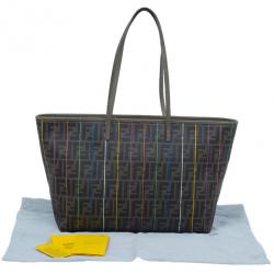 مملوكة مسبقًا Fendi Zucca Tobacco Multicolor Canvas Large Spalmati Striped Tote