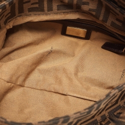 مملوكة مسبقًا حقيبة كتف فندي بورسا شيف جلد وكانفاس زوكا توباكو