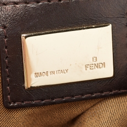 مملوكة مسبقًا حقيبة كتف فندي بورسا شيف جلد وكانفاس زوكا توباكو