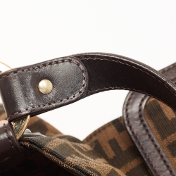 مملوكة مسبقًا حقيبة كتف فندي بورسا شيف جلد وكانفاس زوكا توباكو