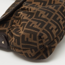 مملوكة مسبقًا حقيبة كتف فندي بورسا شيف جلد وكانفاس زوكا توباكو