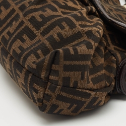 مملوكة مسبقًا حقيبة كتف فندي بورسا شيف جلد وكانفاس زوكا توباكو