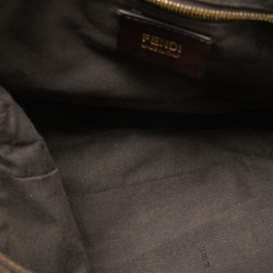 Fendi Tobacco Zucca Canvas and Leather Maxi Baguette Flap Shoulder Bag