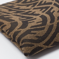 Pre Owned Fendi Tobacco Zucca Canvas Zip Pouch