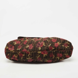 مملوكة مسبقًا Fendi Brown Zucca Floral Print Canvas and Leather Chef Shoulder Bag