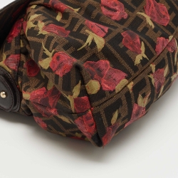 مملوكة مسبقًا Fendi Brown Zucca Floral Print Canvas and Leather Chef Shoulder Bag