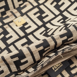 Pre Owned Fendi Beige/Black Zucca Jacquard Fabric Mia Flap Bag