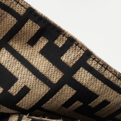 Pre Owned Fendi Beige/Black Zucca Jacquard Fabric Mia Flap Bag