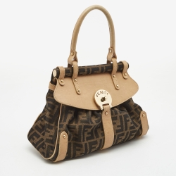 Pre Owned Fendi Tobacco Zucca Canvas and Leather Small Magic Satchel