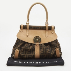 Pre Owned Fendi Tobacco Zucca Canvas and Leather Small Magic Satchel