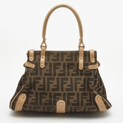 Pre Owned Fendi Tobacco Zucca Canvas and Leather Small Magic Satchel