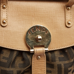 Pre Owned Fendi Tobacco Zucca Canvas and Leather Small Magic Satchel