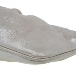 Pre Owned Fendi Gold Leather Logo Clutch