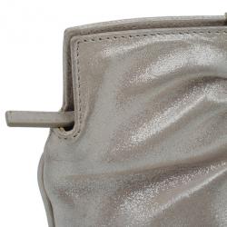 Pre Owned Fendi Gold Leather Logo Clutch