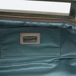 Pre Owned Fendi Gold Leather Logo Clutch