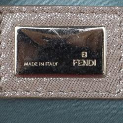 Pre Owned Fendi Gold Leather Logo Clutch