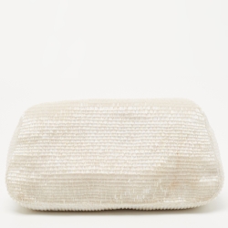 Pre Owned Fendi Off White Beads and Lizard Borderline Clutch