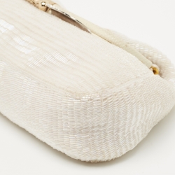 Pre Owned Fendi Off White Beads and Lizard Borderline Clutch