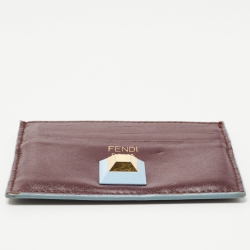 Pre Owned Fendi Multicolor Leather Rainbow Stud Card Holder