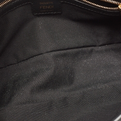 Fendi Black Zucca Embossed Leather Medium Baguette Bag