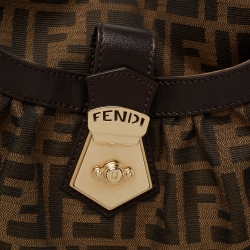 Pre Owned Fendi Tobacco Zucca Canvas and Leather Borsa Chef Tote
