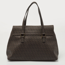 Pre Owned Fendi Brown Zucca Canvas Large Forever Tote